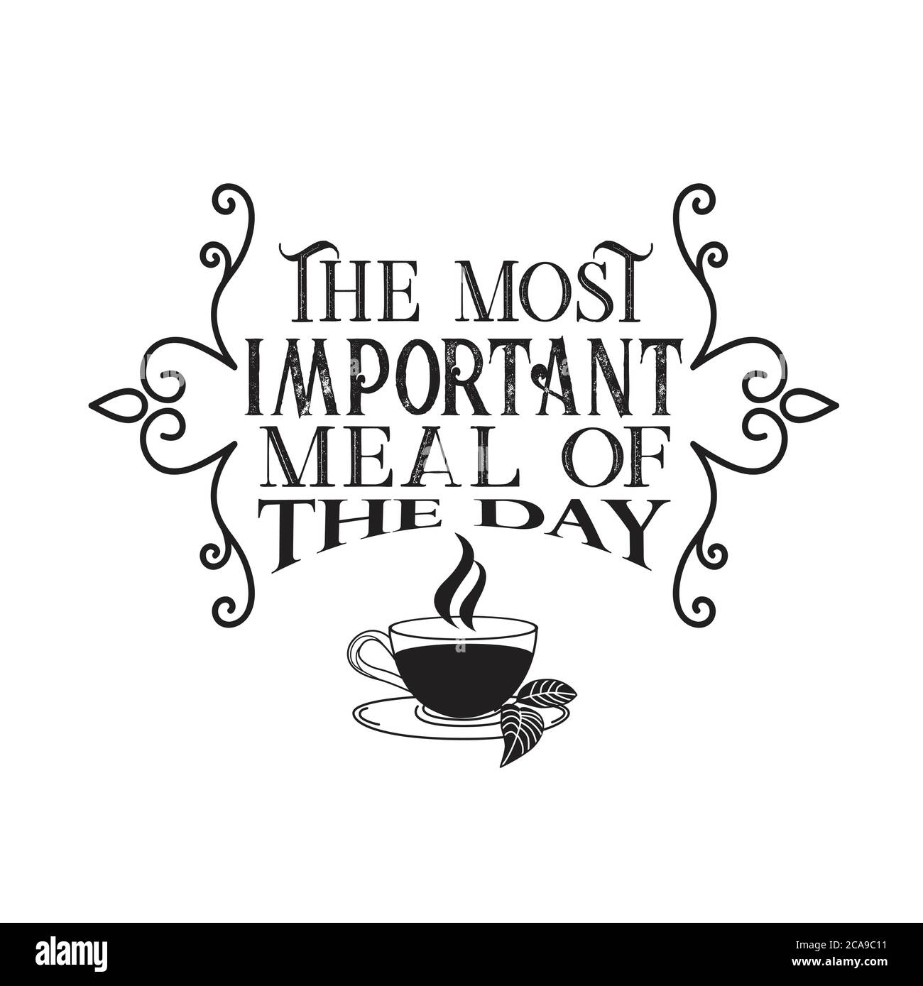 Citazioni del tè e slogan buono per Tee. Il pasto più importante del Day.Q 00 0 Illustrazione Vettoriale