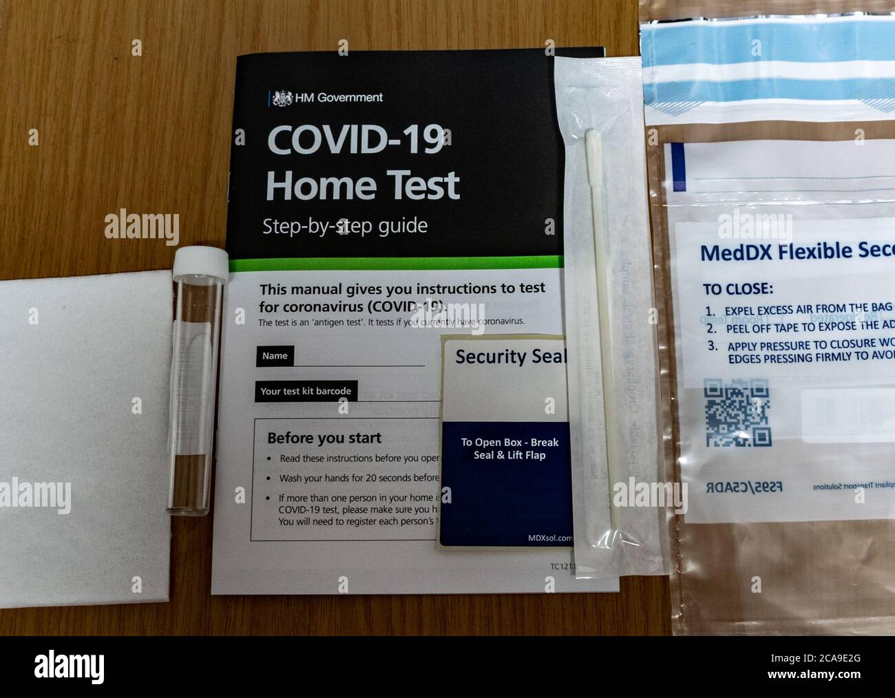 Test postale del governo britannico Coronavirus agosto 2020 Foto Stock