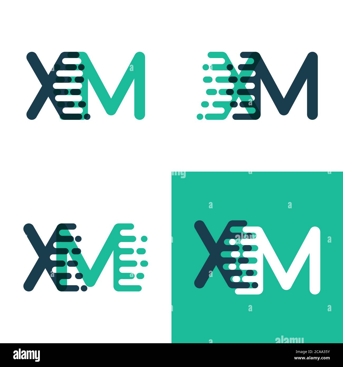 Logo XM con accento velocità verde e blu Illustrazione Vettoriale