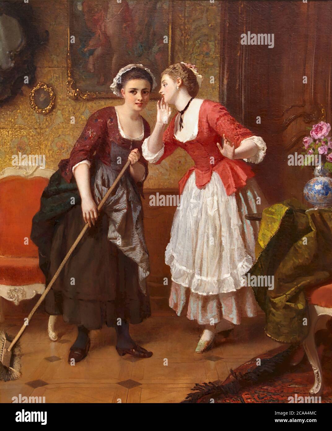 Amberg Wilhelm - Maids gossiping - Scuola tedesca - 19 ° secolo Foto Stock