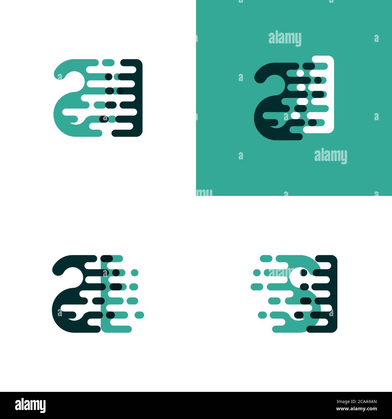 Logo CON lettere SI con accentuazione della velocità in verde chiaro e verde scuro Illustrazione Vettoriale