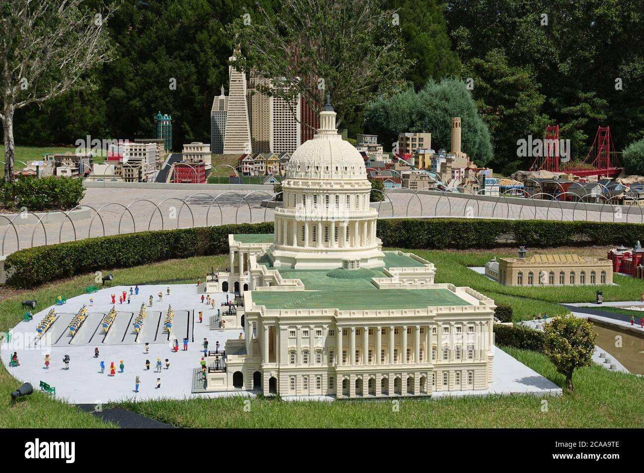 ORLANDO, FL - 20 GIU 2020- Vista dei punti di riferimento di Washington DC costruiti con mattoni LEGO a Miniland presso il parco a tema Legoland Florida Resort a Orlando, F Foto Stock