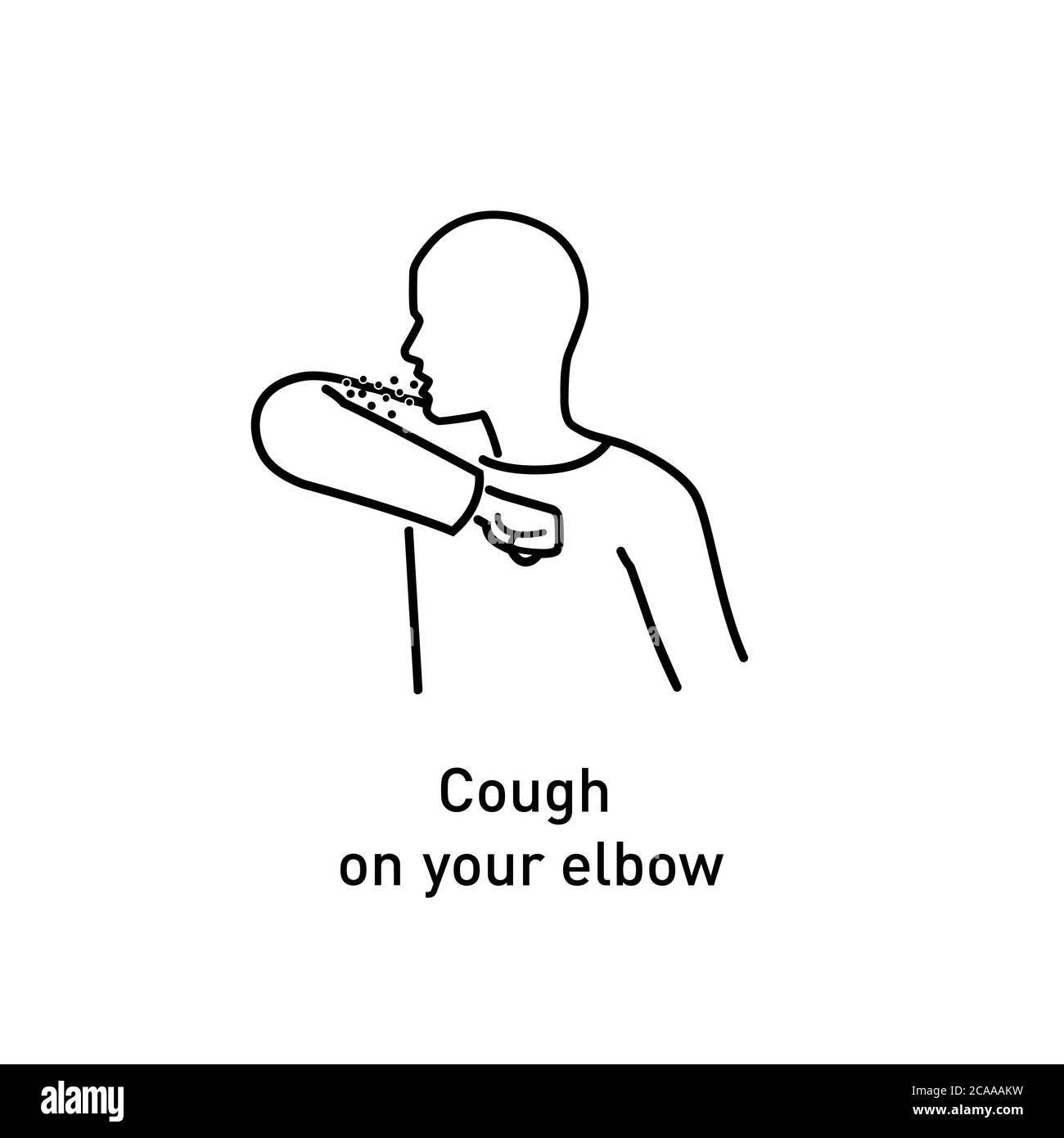 Copra la bocca e il naso con il braccio quando tosse o starnuti. Coronavirus segno di protezione. Naso che cola. Starnuti Illustrazione Vettoriale