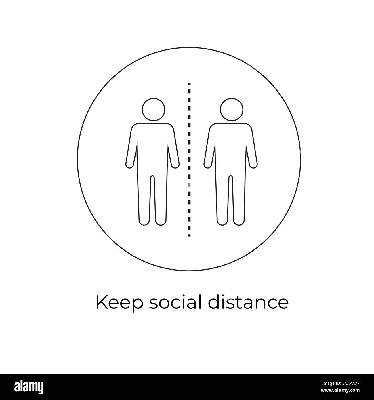 Segno di allontanamento sociale. Mantenere la distanza sociale. Mantenere la distanza di 1 metro. Illustrazione vettoriale. Misure preventive. Isolamento sociale e auto-quarantena Illustrazione Vettoriale