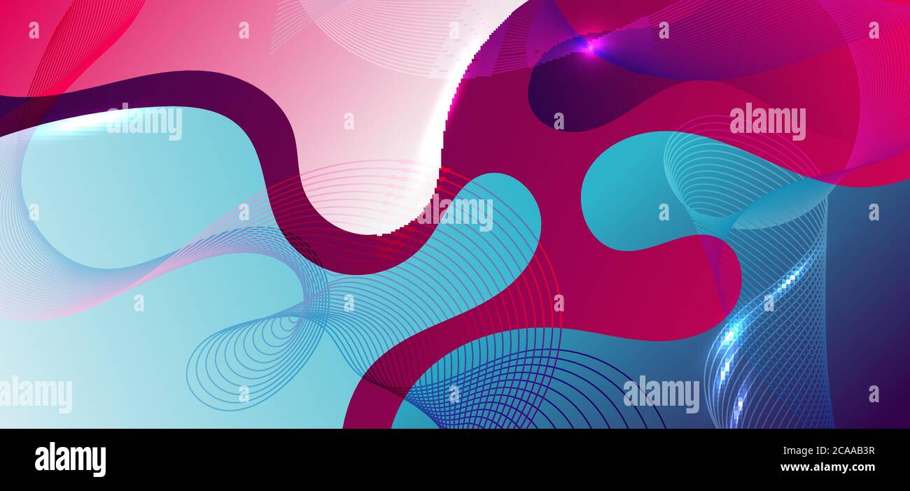 Forma del fluido astratta sfondo del gradiente blu e rosa con elemento della linea d'onda. È possibile utilizzare per banner web, poster, brochure, modello, ecc. Vector ill Illustrazione Vettoriale