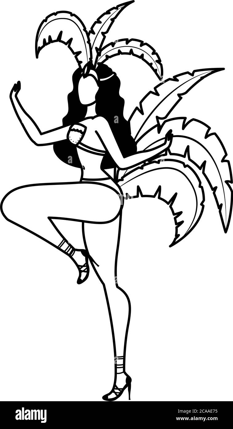 garota brazilian ballerino personaggio icona disegno vettoriale illustrazione Illustrazione Vettoriale