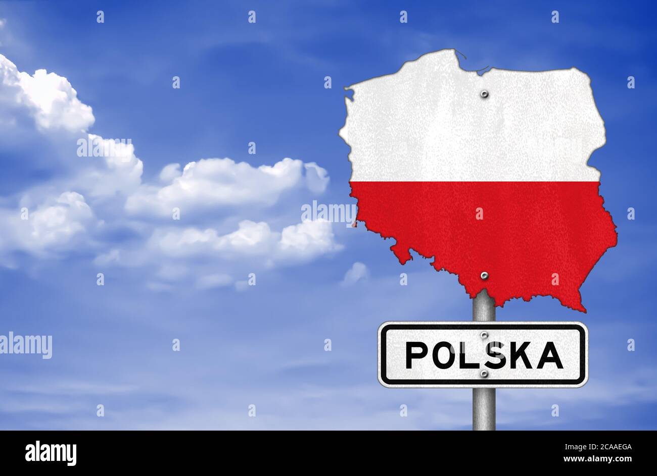 Polska - cartello stradale mappa Foto Stock