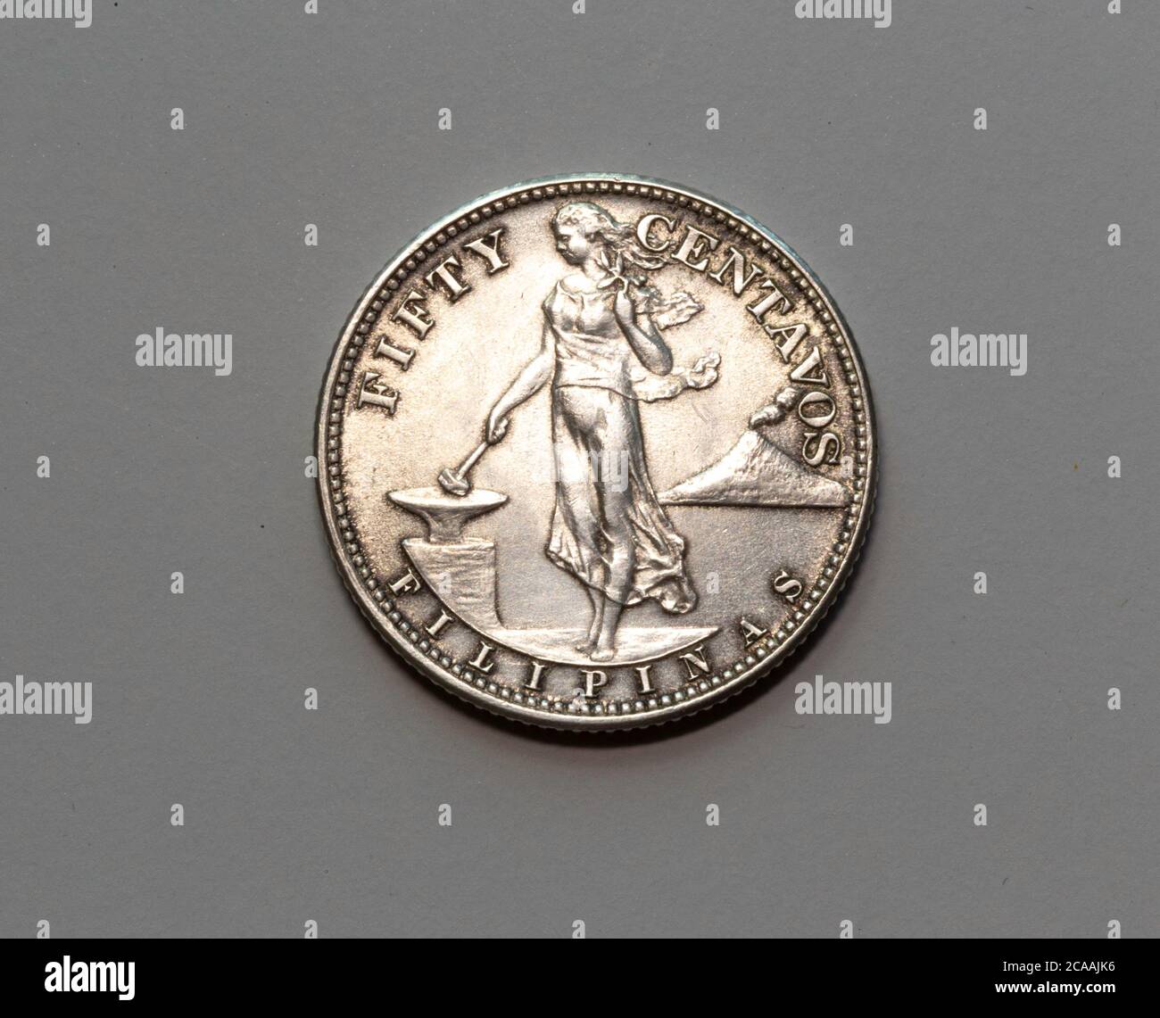 50 centavos Coin coniò negli Stati Uniti, 1944, FILIPPINE SOTTO LA SOVRANITÀ degli Stati Uniti Foto Stock