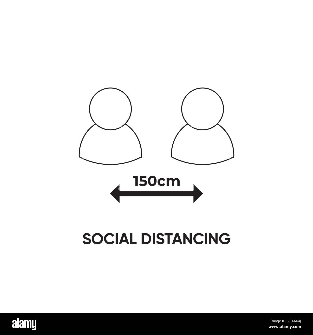 Segno di allontanamento sociale. Mantenere la distanza sociale. Mantenere la distanza di 1 metro. Illustrazione vettoriale. Misure preventive. Isolamento sociale e auto-quarantena Illustrazione Vettoriale