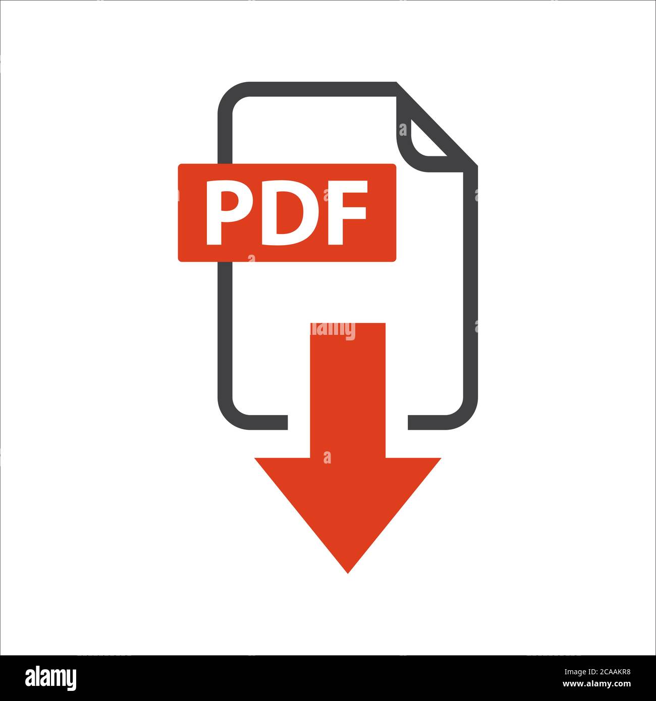 segno piatto dell'icona di download pdf pulsante isolato su sfondo bianco Illustrazione Vettoriale