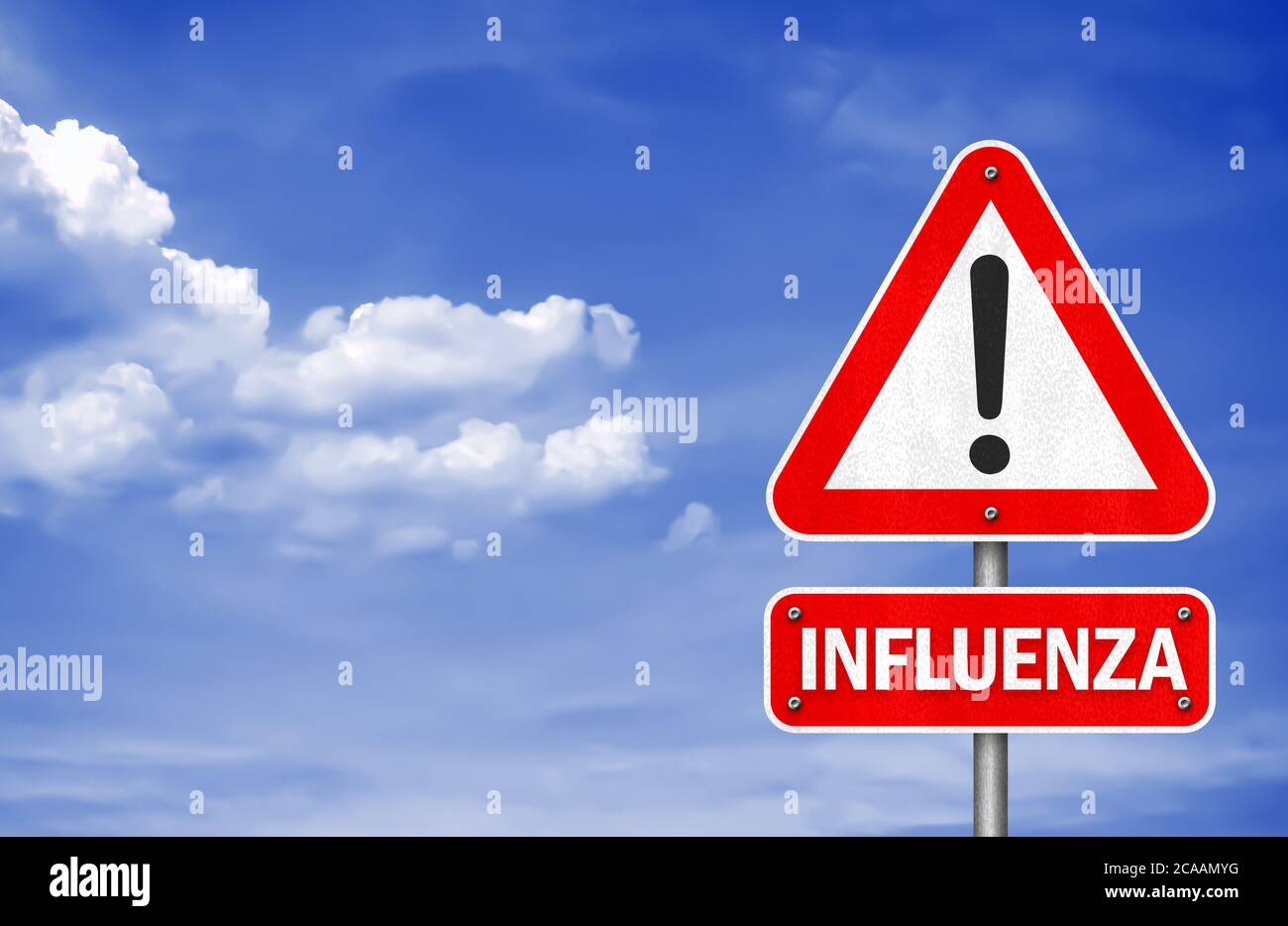 Influenza - informazioni sui segnali stradali Foto Stock