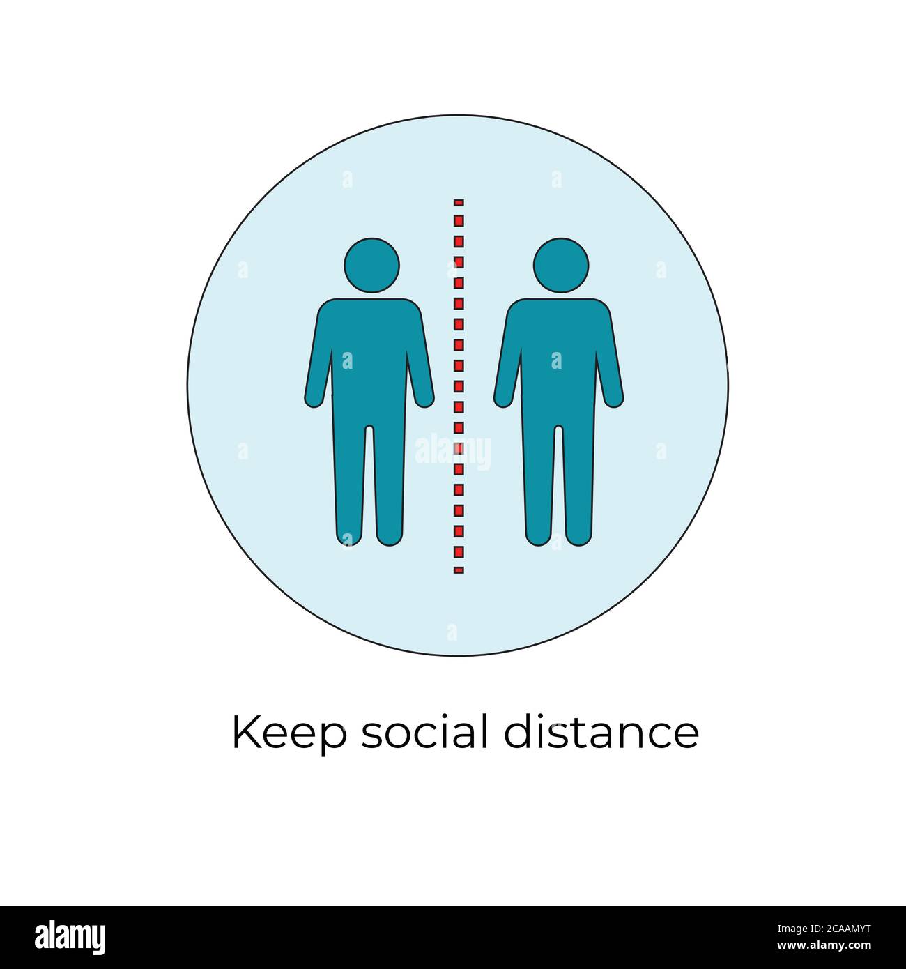 Segno di allontanamento sociale. Mantenere la distanza sociale. Mantenere la distanza di 1 metro. Illustrazione vettoriale. Misure preventive. Isolamento sociale e auto-quarantena Illustrazione Vettoriale