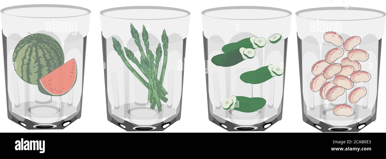 Illustrazione di bicchieri con verdure e fagioli in esso isolato su sfondo bianco Foto Stock