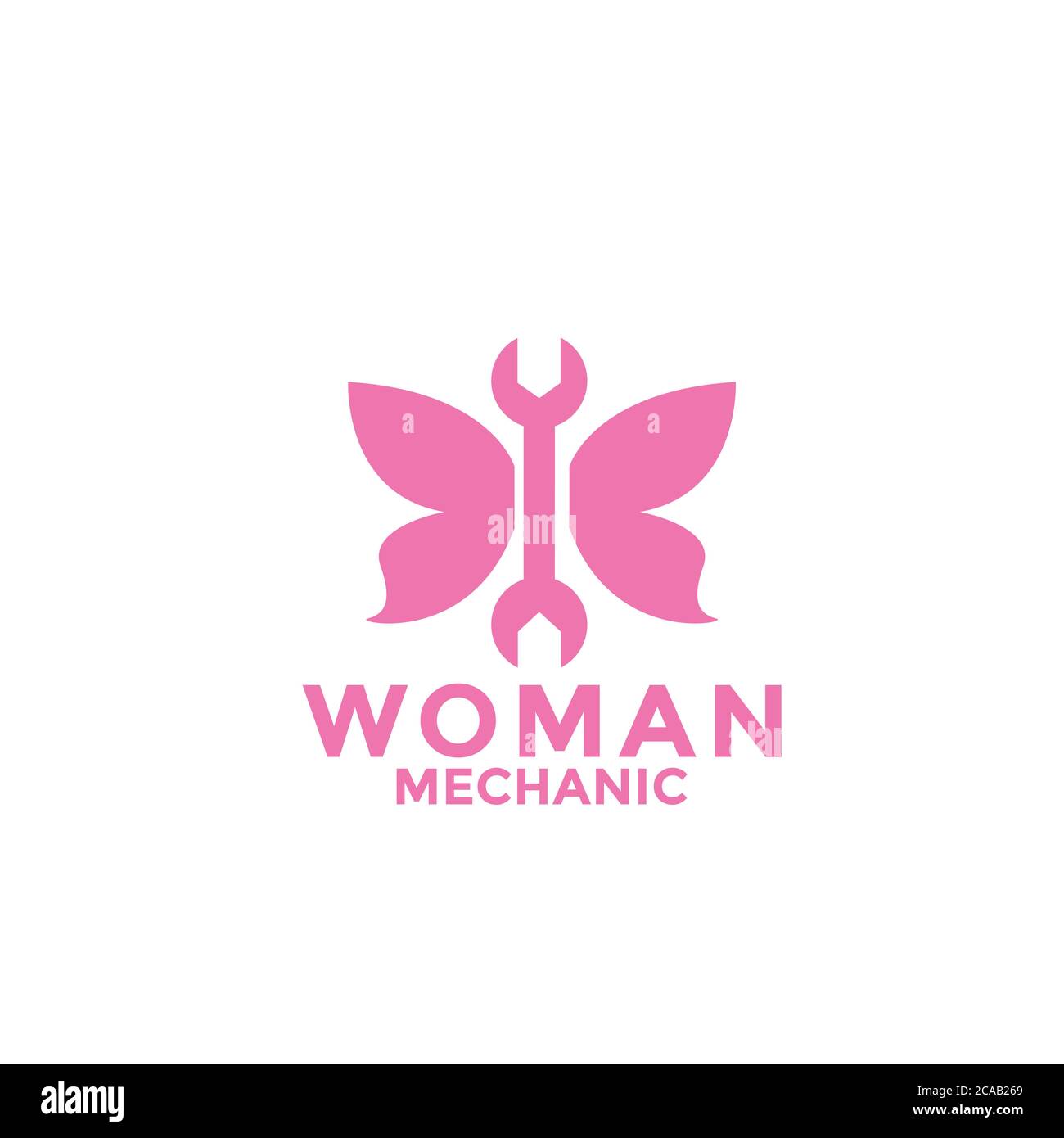 donna meccanico logo disegno vettore Illustrazione Vettoriale