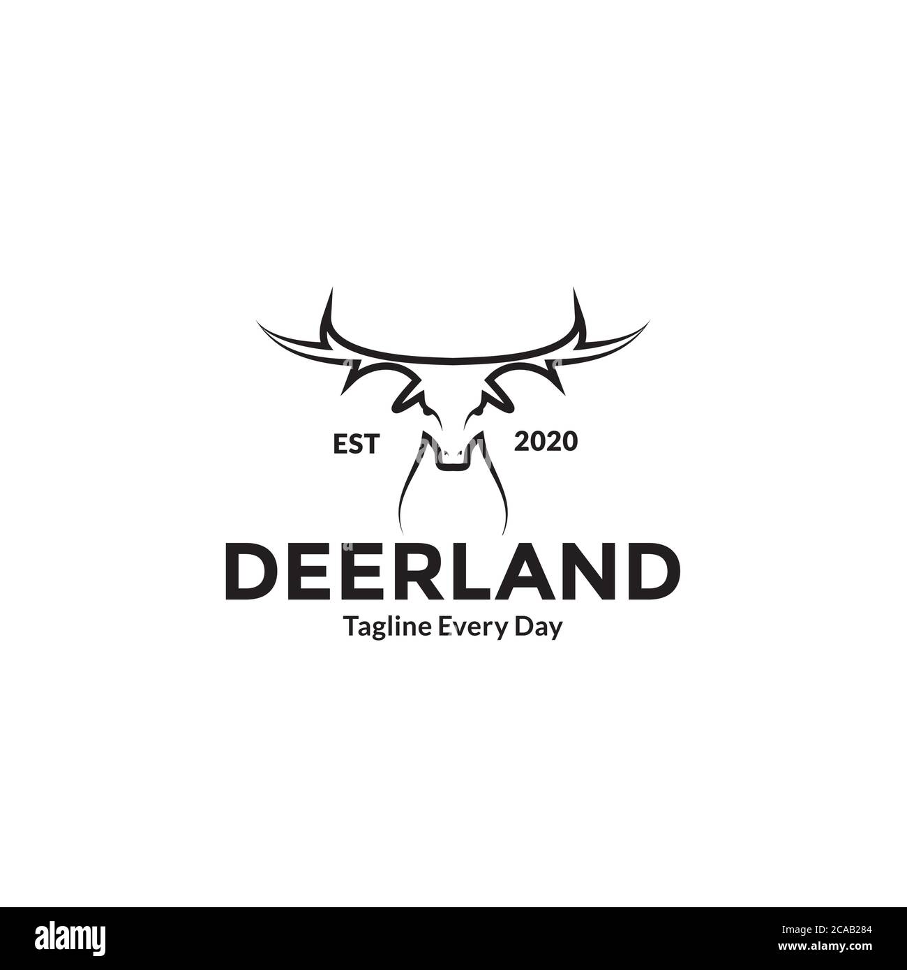 Design con logo monolinea con testa cervi Illustrazione Vettoriale