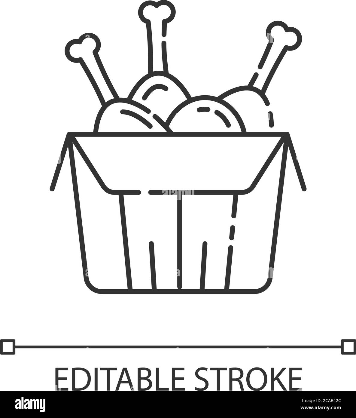 Icona lineare perfetta per il pollo Tandoori pixel. Carne fast food in scatola. Gamba e ali di gallina. Illustrazione personalizzabile con linee sottili. Simbolo del contorno. Isolo vettore Illustrazione Vettoriale