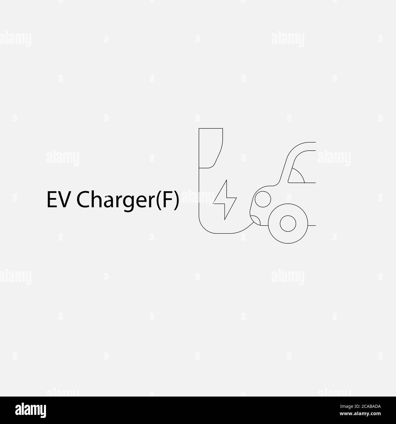 BEV,EV,icona veicolo elettrico a batteria.icona veicolo elettrico e stazione di ricarica. Spina di alimentazione della batteria.carica domestica.batteria a stato solido.dispositivi Home link.cabina Illustrazione Vettoriale