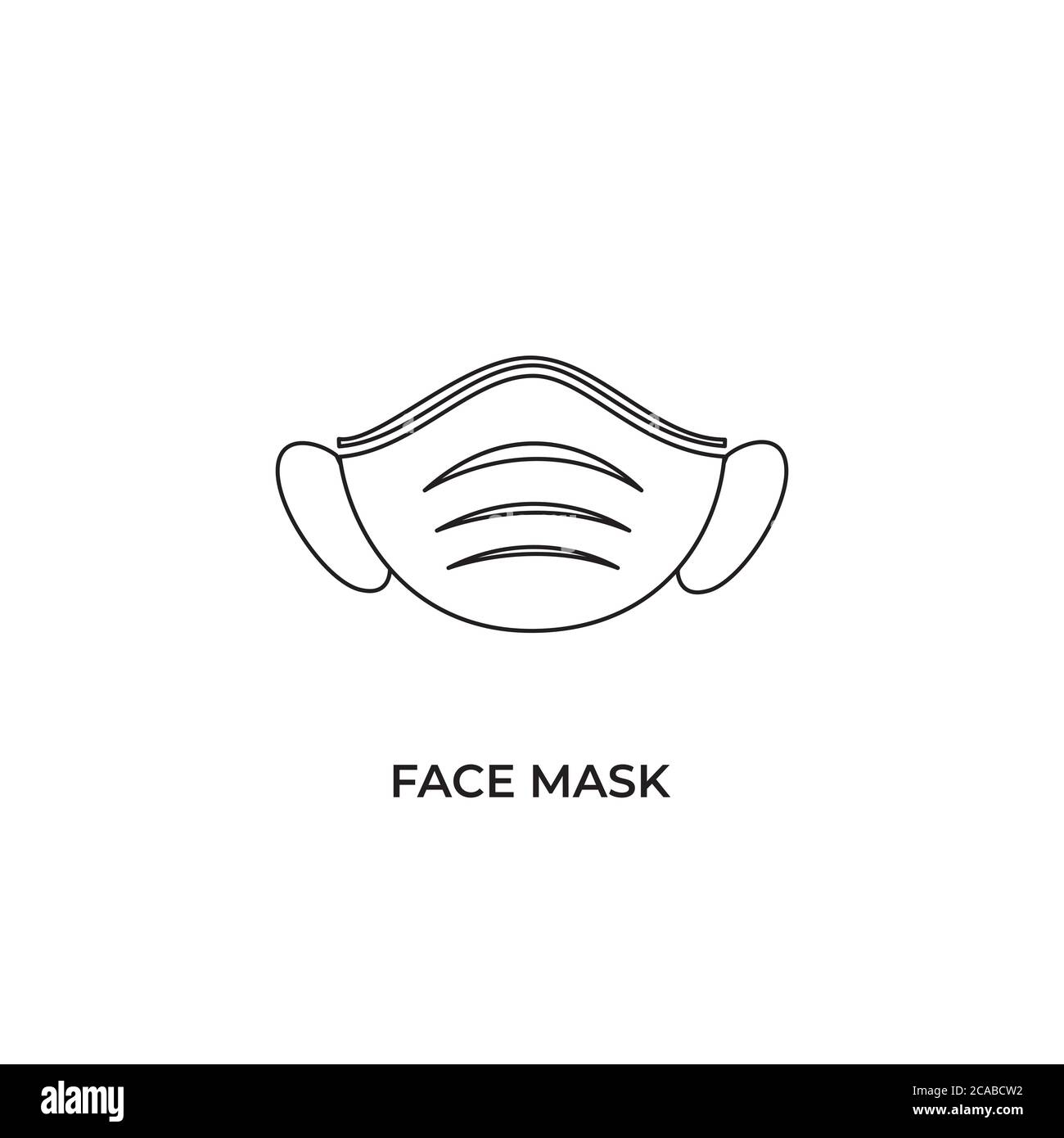 Icona maschera facciale. Maschera chirurgica o medica protettiva. Maschera facciale necessaria locale Firma, Avviso per la sicurezza, copertura del viso. Indossare una maschera facciale Illustrazione Vettoriale