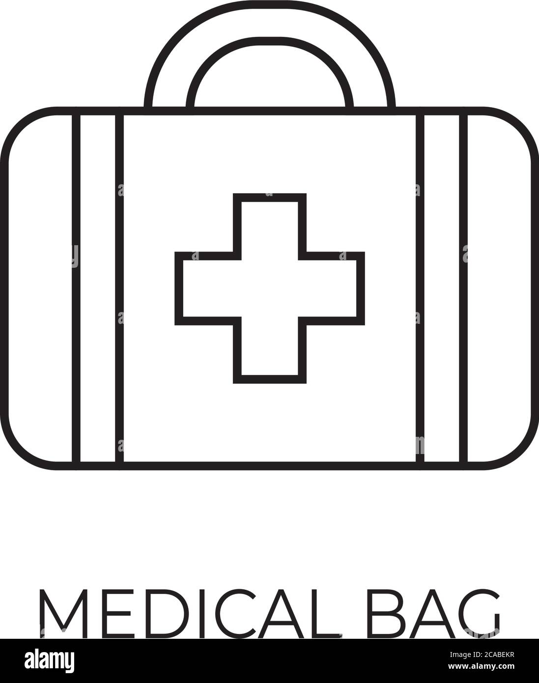 Icona della linea del kit di pronto soccorso semplice. Pittogramma del tratto. Icona della sacca medica - vettore, scatola medica, icona della cassetta di pronto soccorso, illustrazione isolata su un dorso bianco Illustrazione Vettoriale