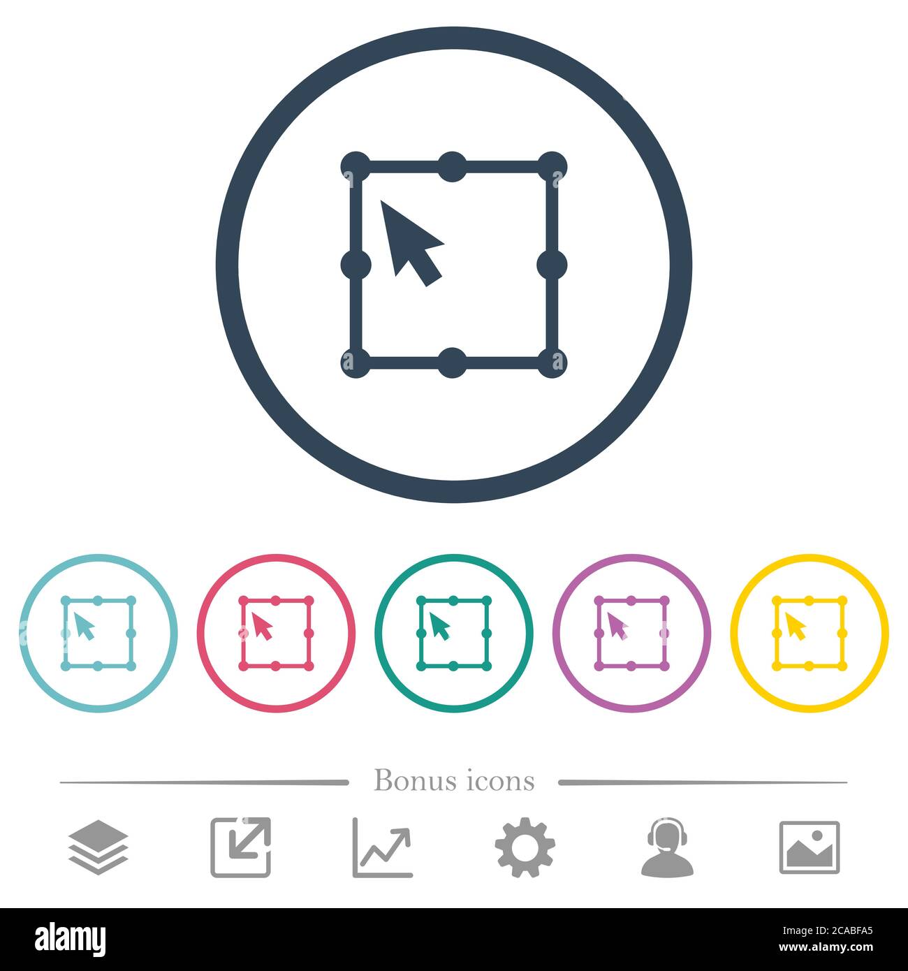 Icone a colori piatte dell'oggetto di trasformazione libera in contorni rotondi. 6 icone bonus incluse. Illustrazione Vettoriale
