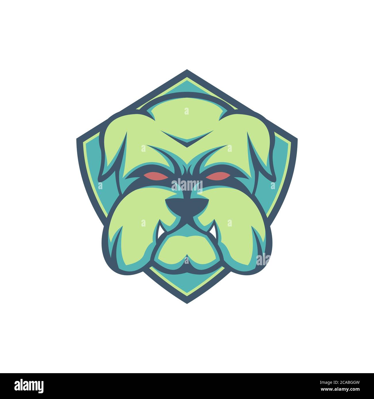 bulldog scudo verde esport mascotte incredibile design per la vostra azienda o marchio Illustrazione Vettoriale