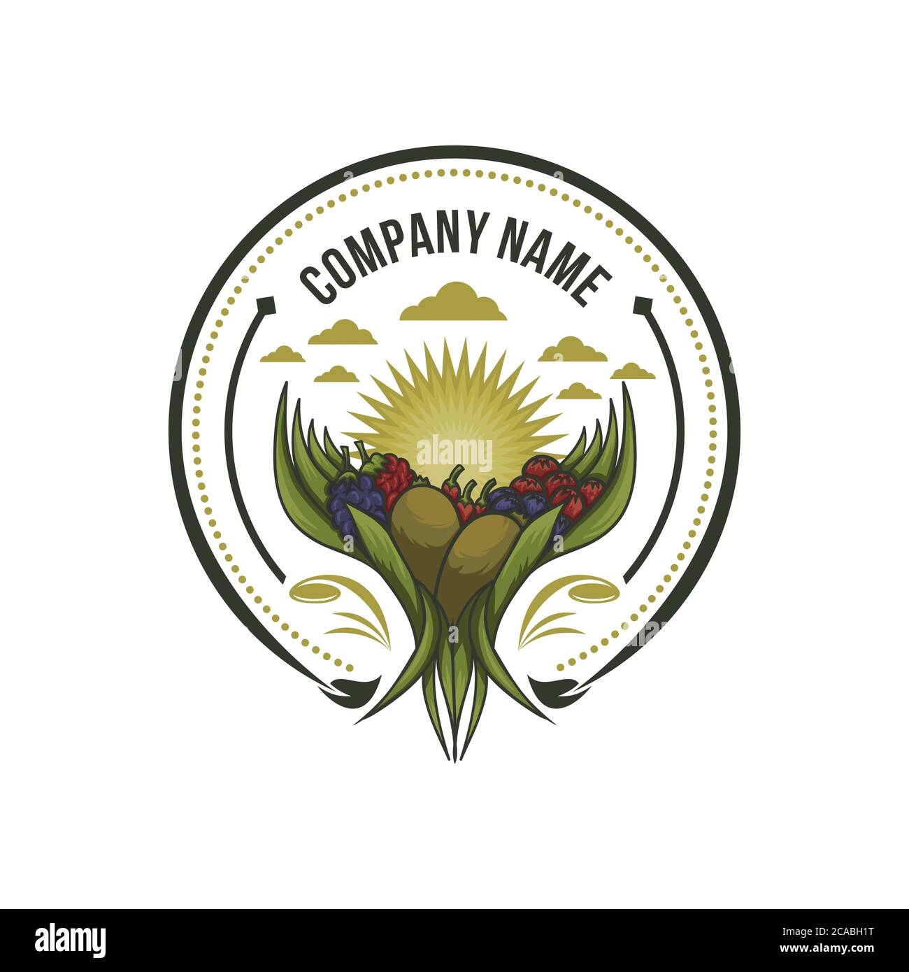 futura frutta, goji, bacca, lampone e kiwi distintivo illustrazione vettoriale per la vostra azienda o marca Illustrazione Vettoriale
