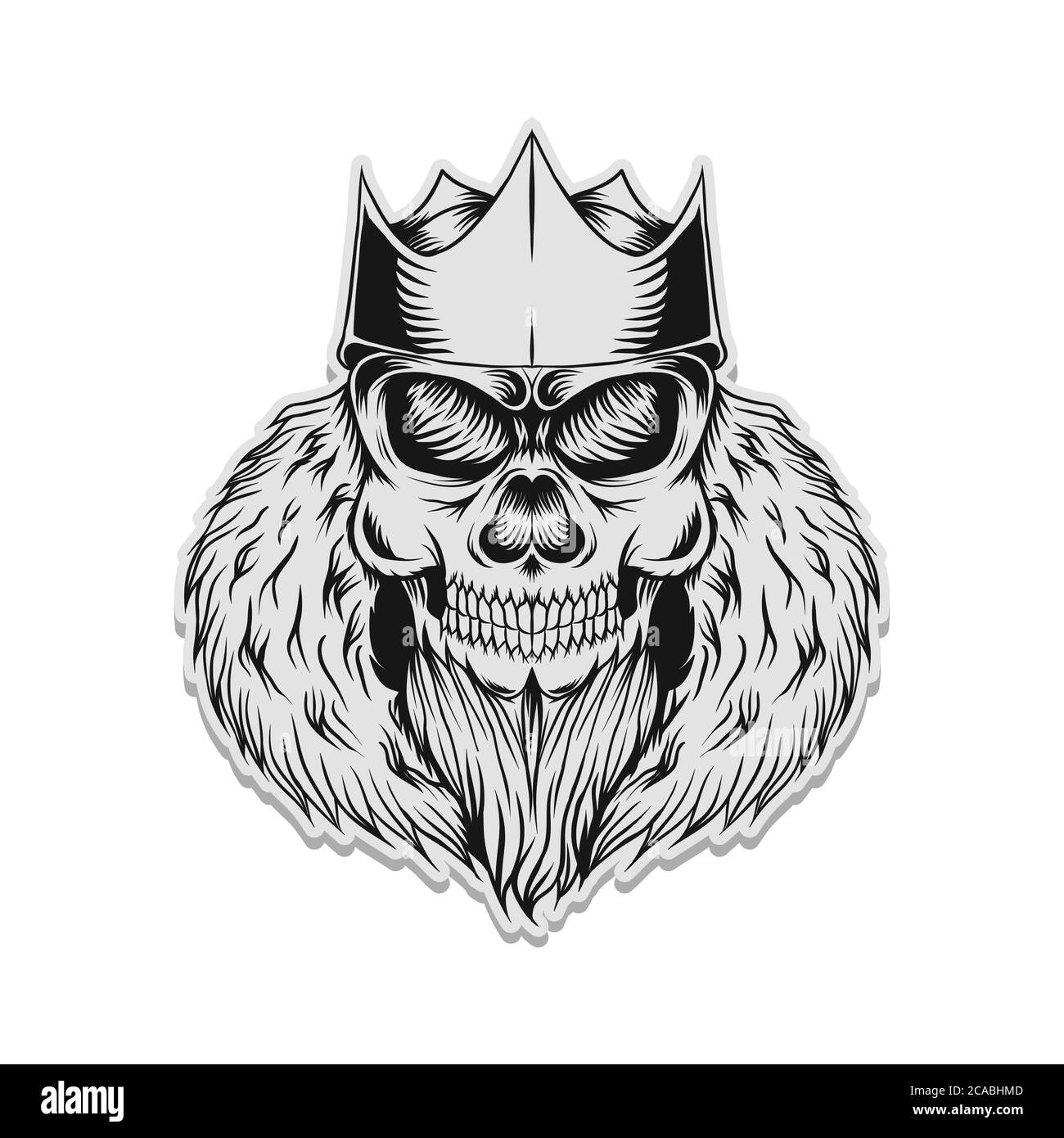 illustrazione vettoriale dell'adesivo del cranio king per la vostra azienda o marca Illustrazione Vettoriale