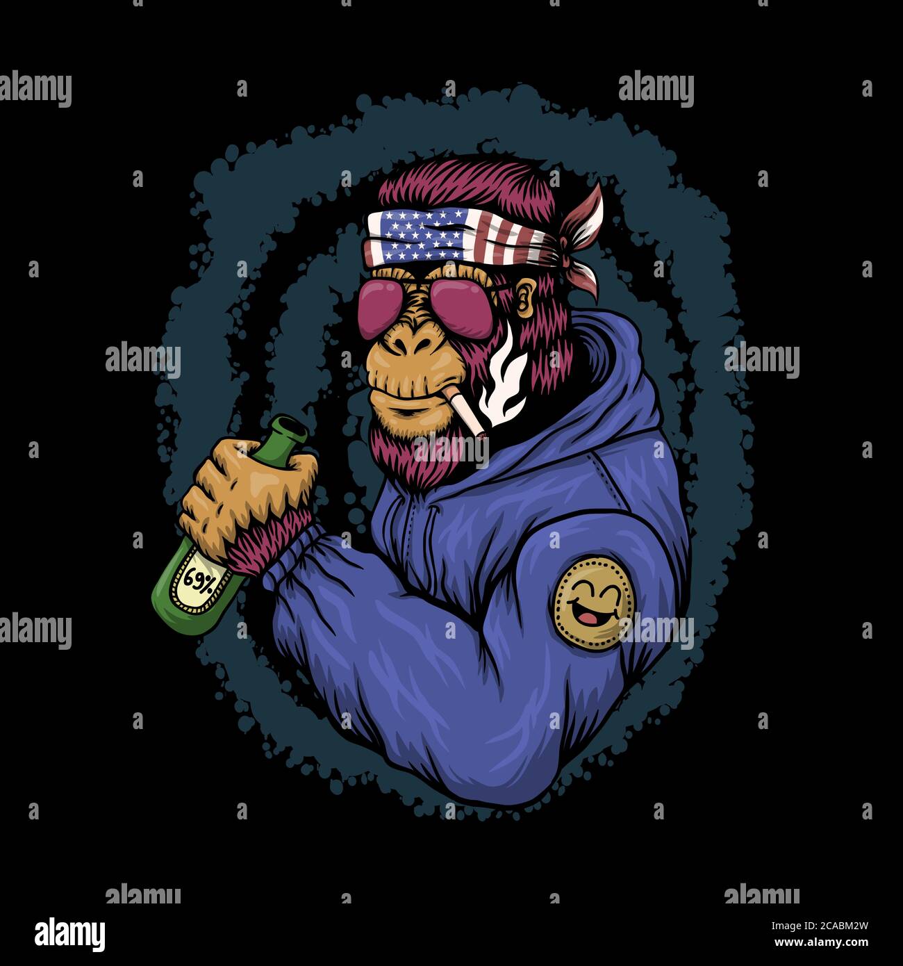 Illustrazione di Gorilla alcoolic vettoriale per la vostra azienda o marca Illustrazione Vettoriale