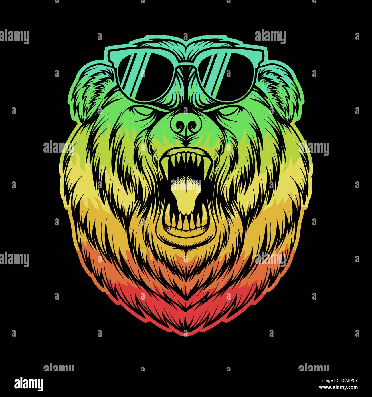 Arrabbiato Orso occhiali colorato vettore illustrazione per la vostra azienda o. marchio Illustrazione Vettoriale