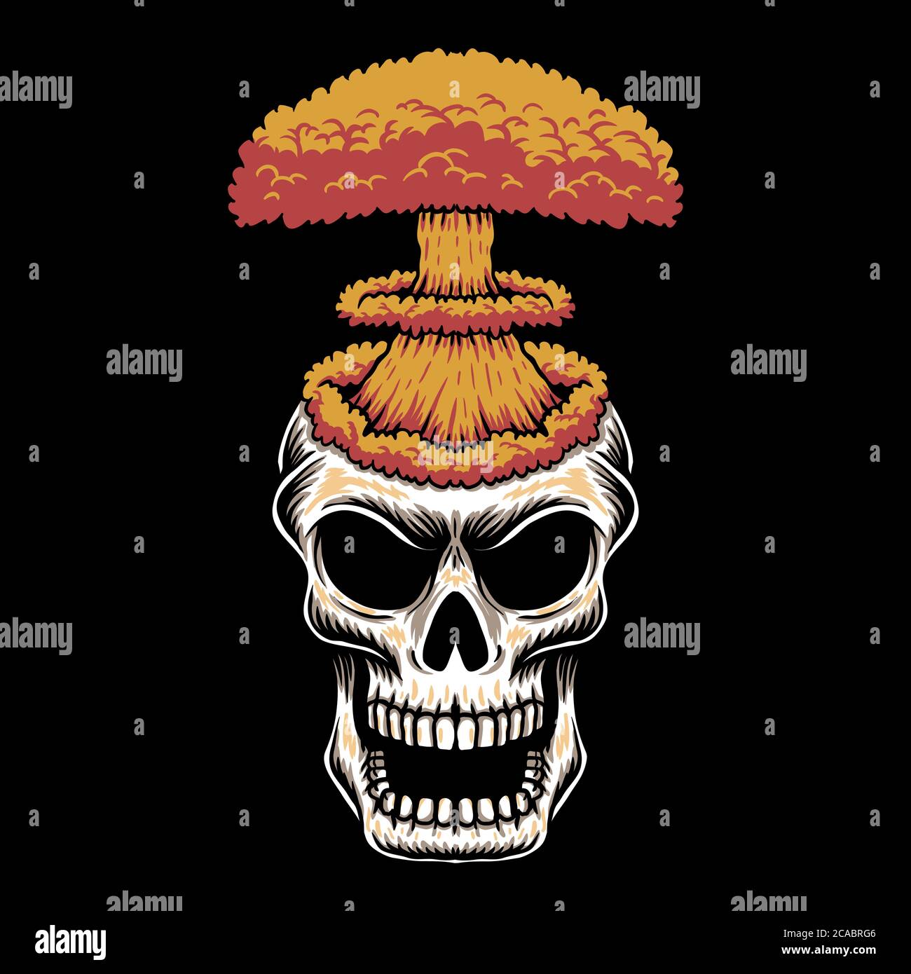 Illustrazione vettoriale nuke della testa del cranio per la vostra azienda o marca Illustrazione Vettoriale