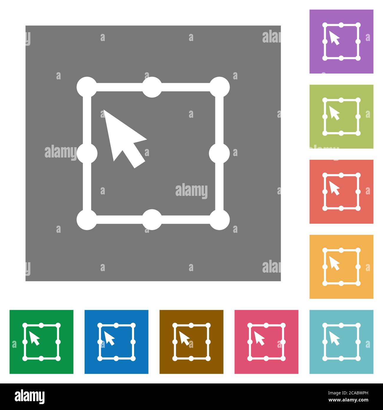 Free Transform oggetti icone piatte su sfondi quadrati di colore semplice Illustrazione Vettoriale