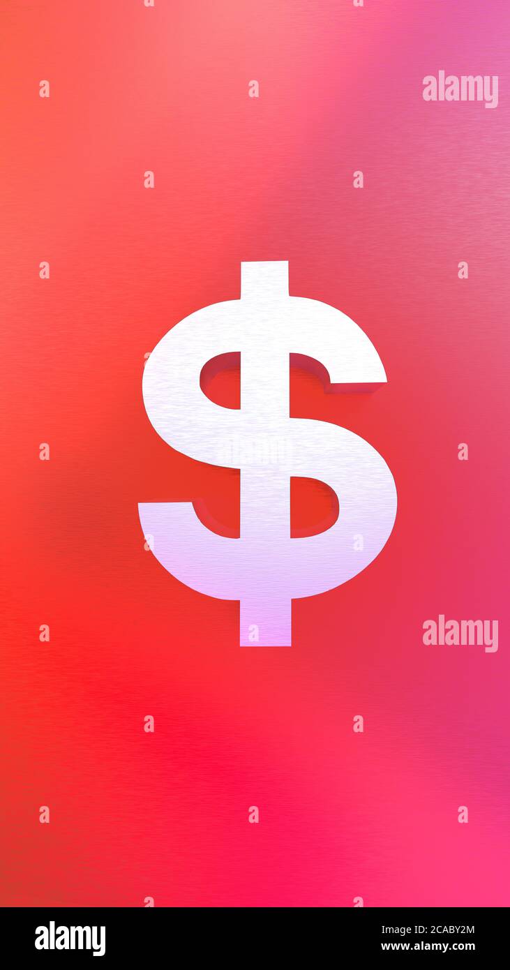 rendering 3d di un simbolo del dollaro su un verticale rosa sfondo Foto Stock