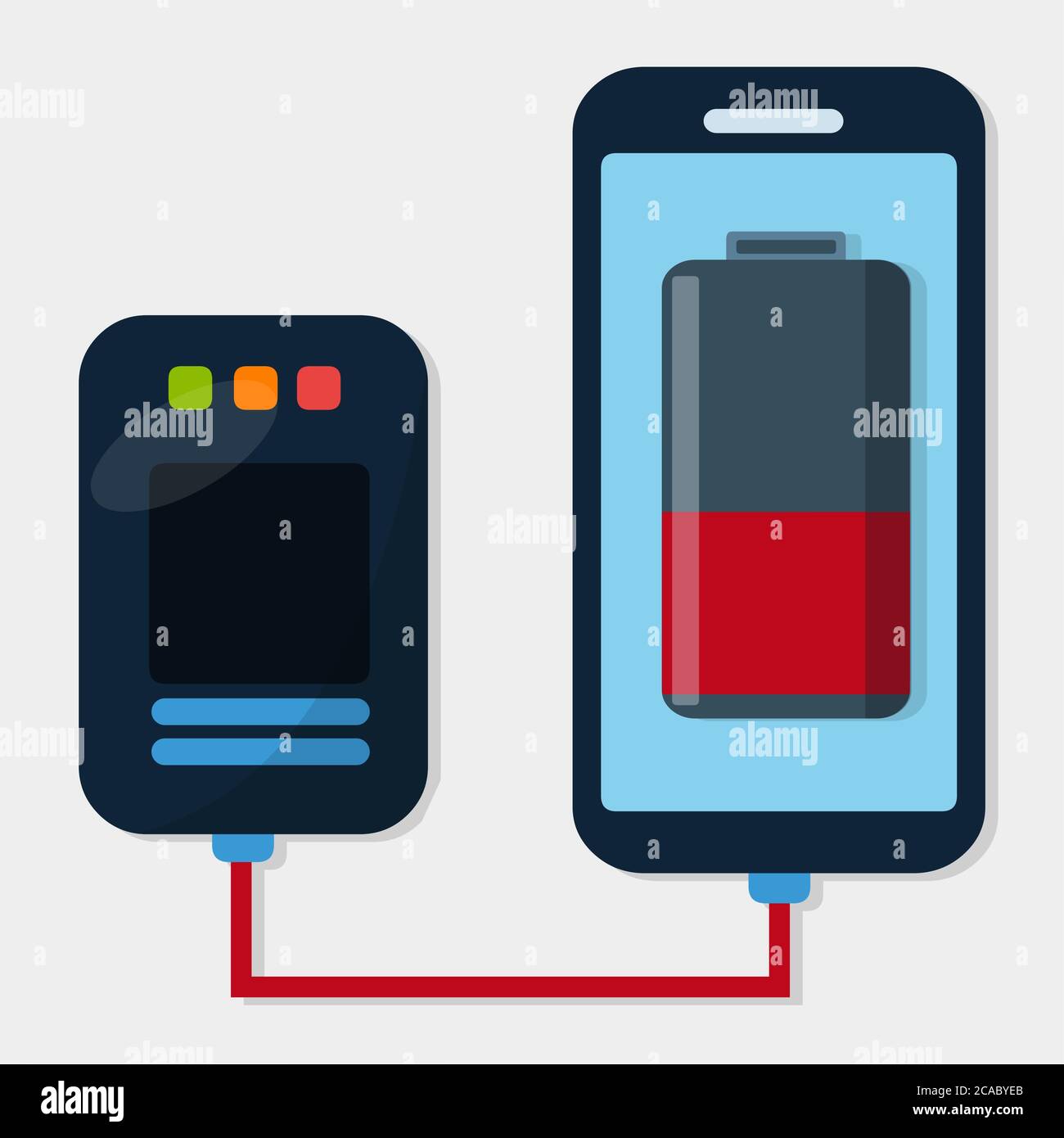 power bank con smartphone per la ricarica concetto di illustrazione vettoriale isolata Illustrazione Vettoriale