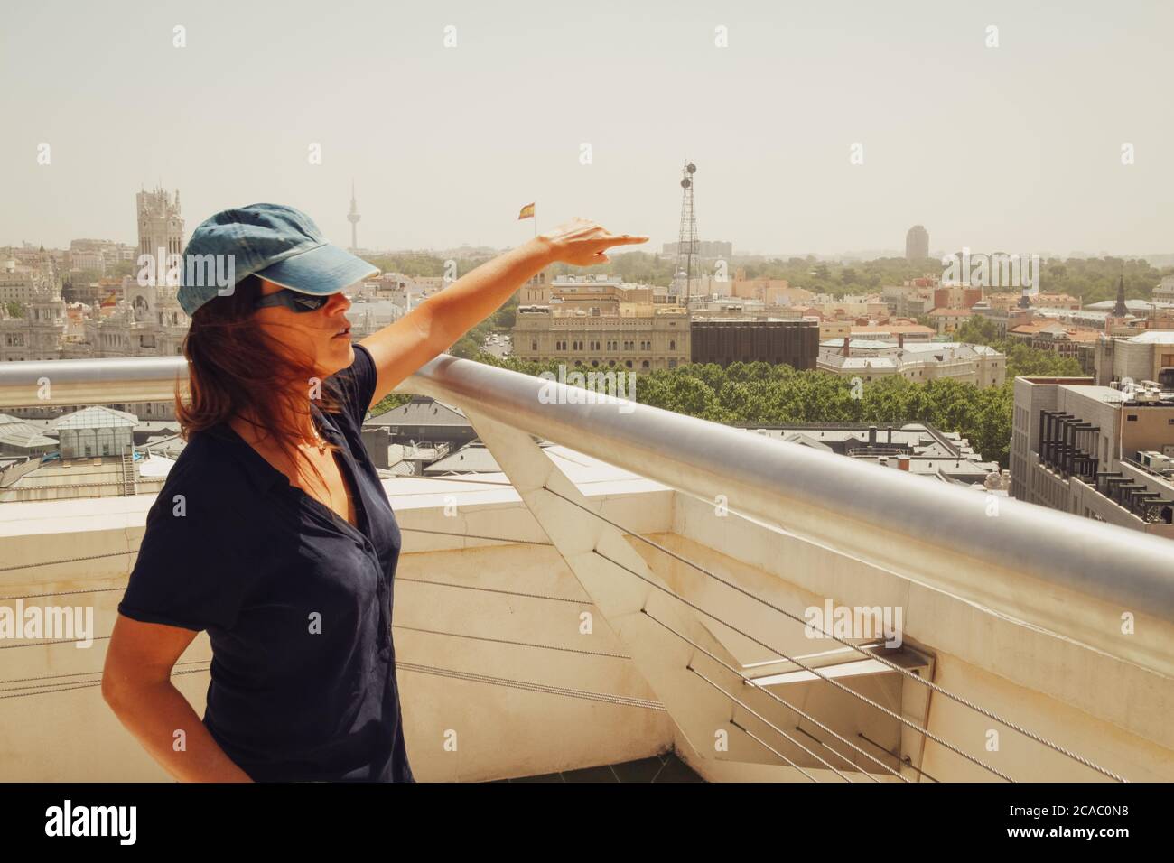 Vista dal bar sul tetto del Circolo de Bellas Artes, Madrid, Spagna Foto Stock