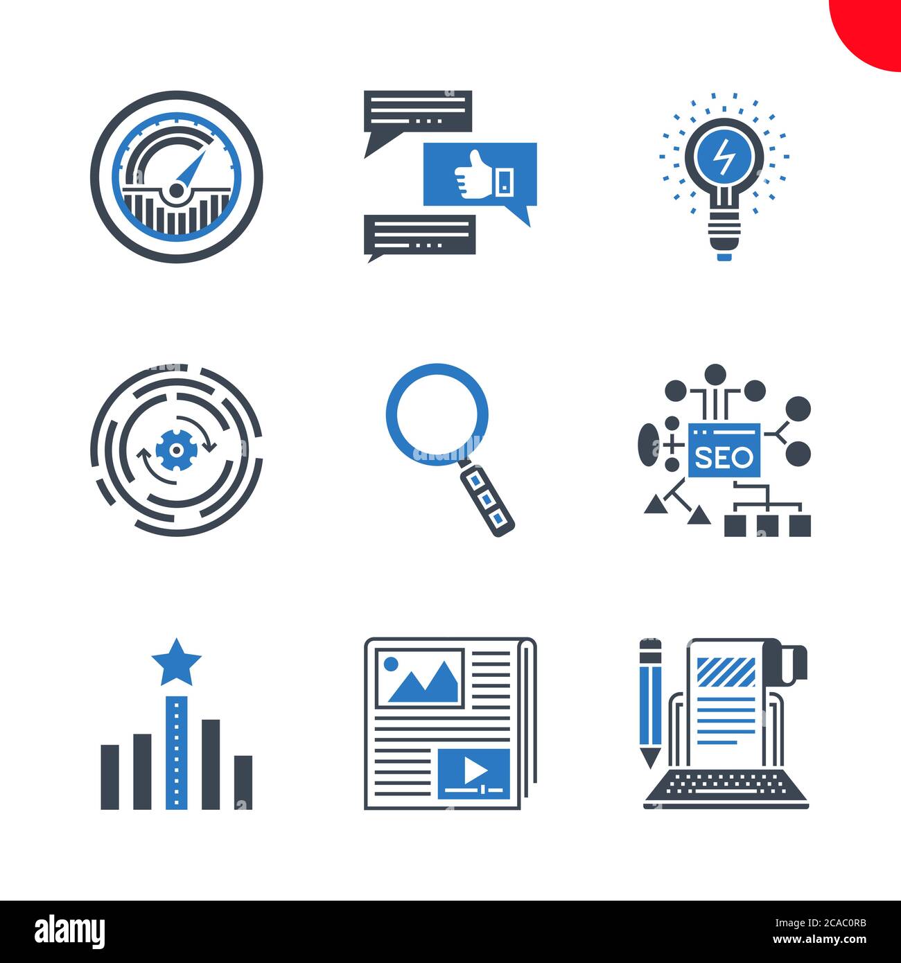SEO e Web opimizzazione icone set Illustrazione Vettoriale