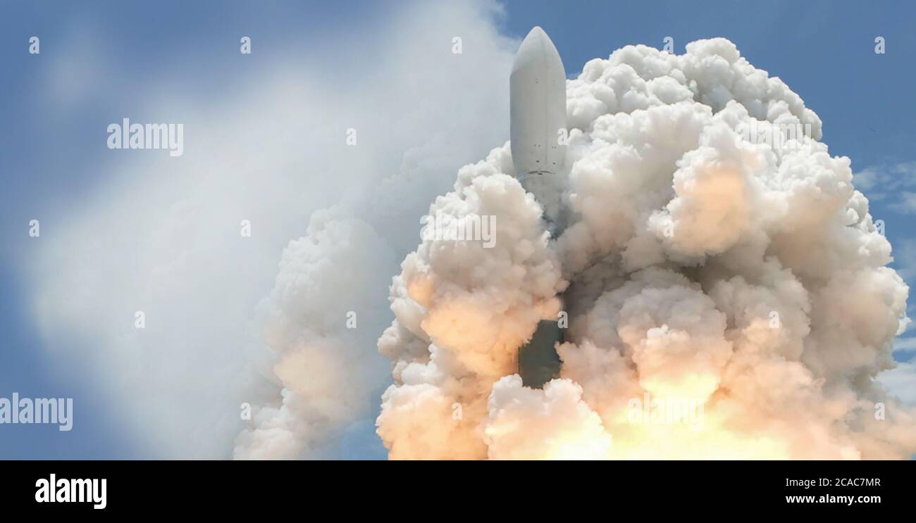 Lancio della navicella spaziale dal porto spaziale Foto Stock