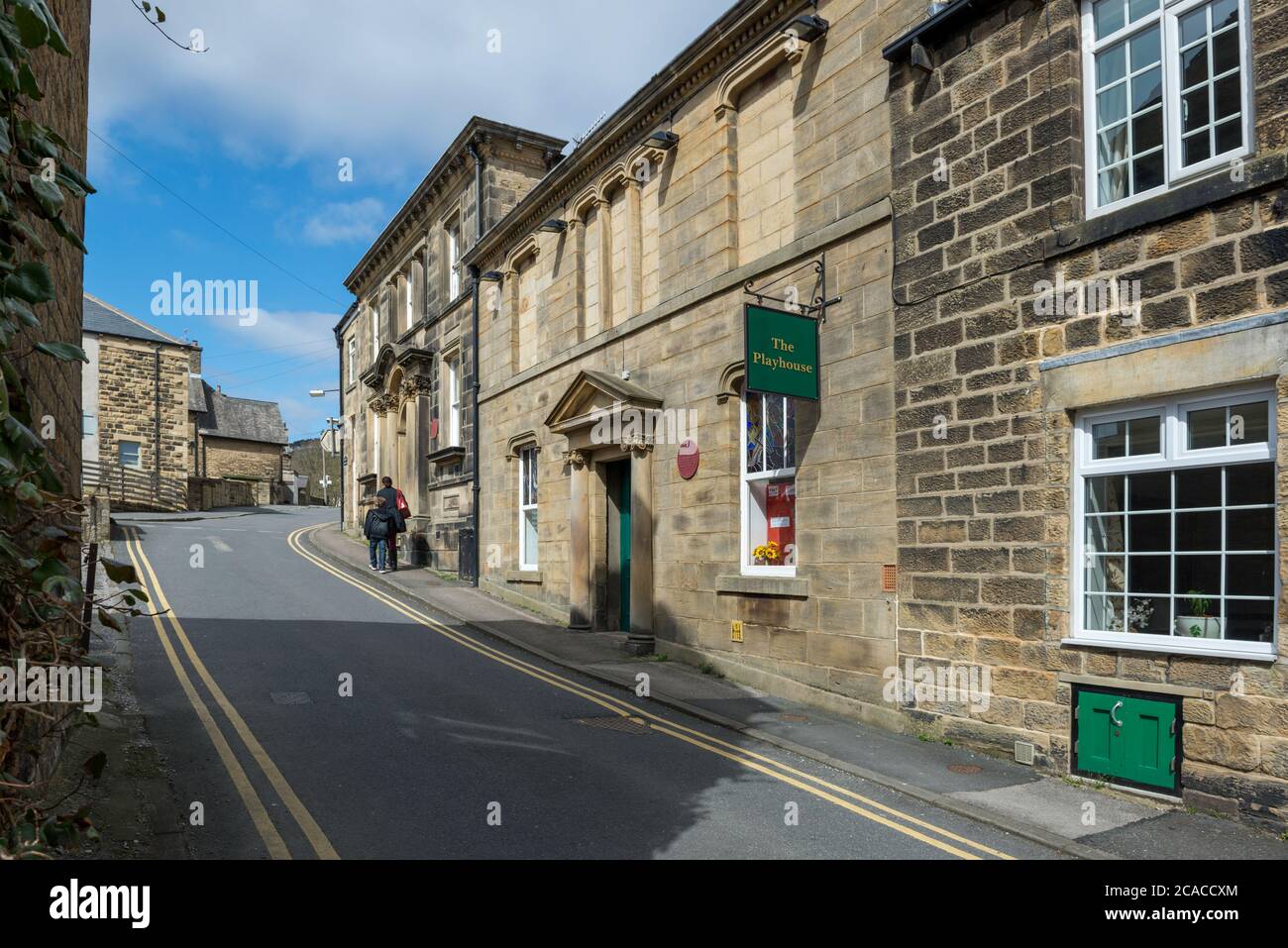 Vista esterna del Playhouse Theatre di Pateley Bridge, Nidderdale, North Yorkshire Foto Stock