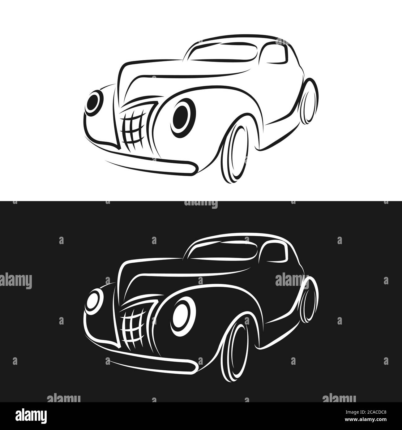 Vintage Car abstract Logo design modello vettoriale stile lineare. Icona del profilo del concetto di logotipo del veicolo retrò. Illustrazione Vettoriale