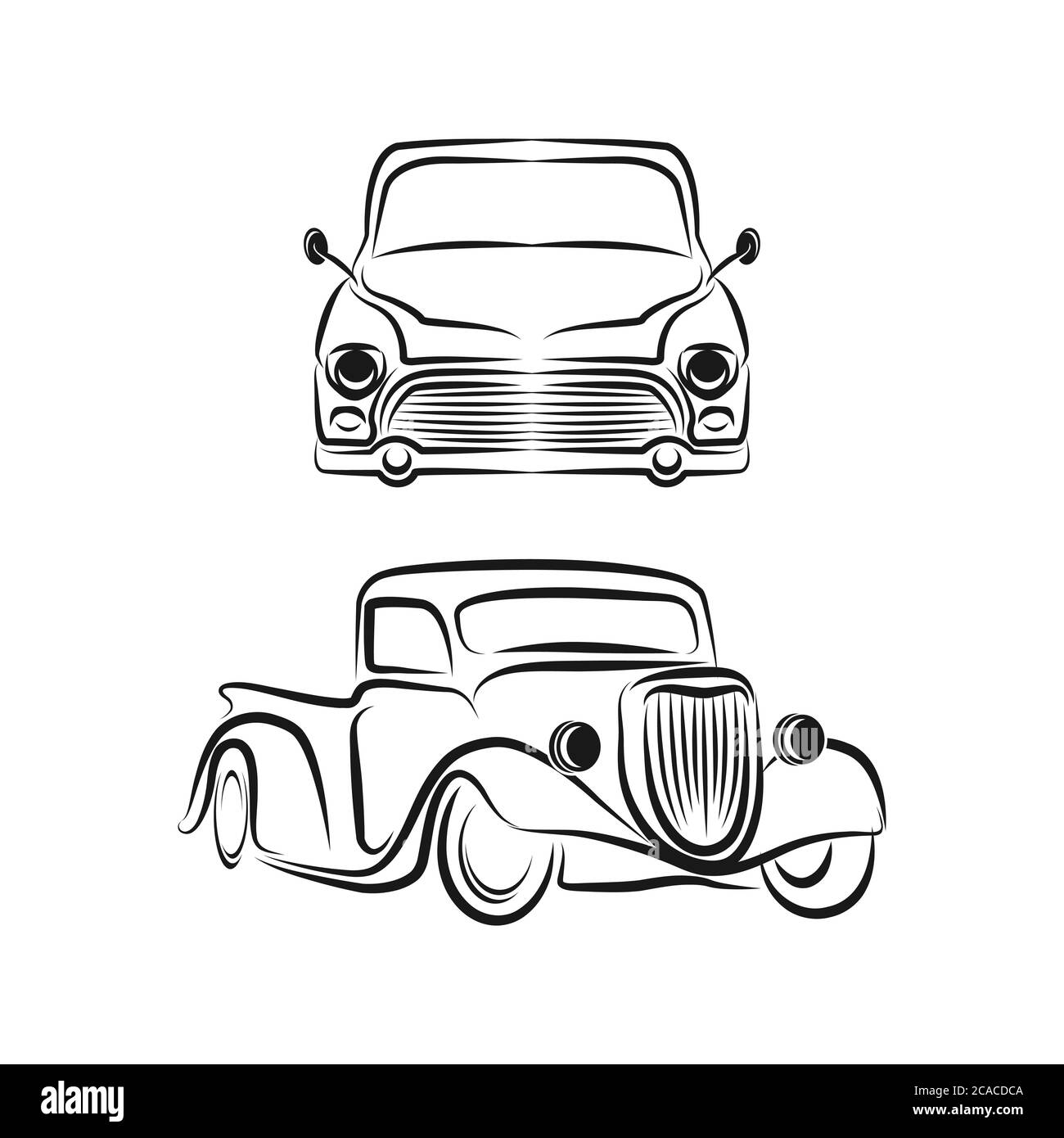 Vintage Car abstract Logo design modello vettoriale stile lineare. Icona del profilo del concetto di logotipo del veicolo retrò. Illustrazione Vettoriale