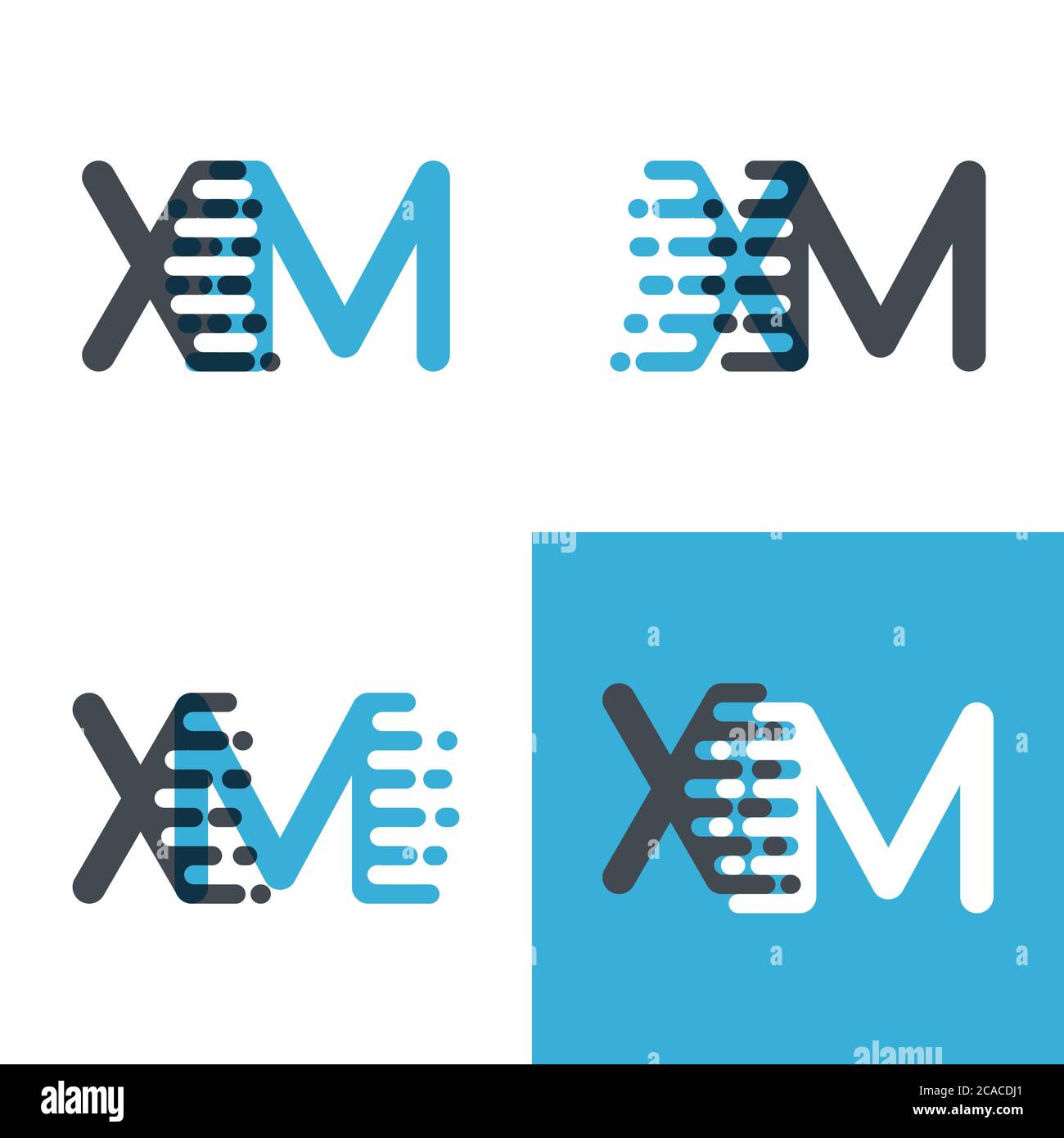 Logo XM Letters con accento velocità blu chiaro e grigio chiaro Illustrazione Vettoriale