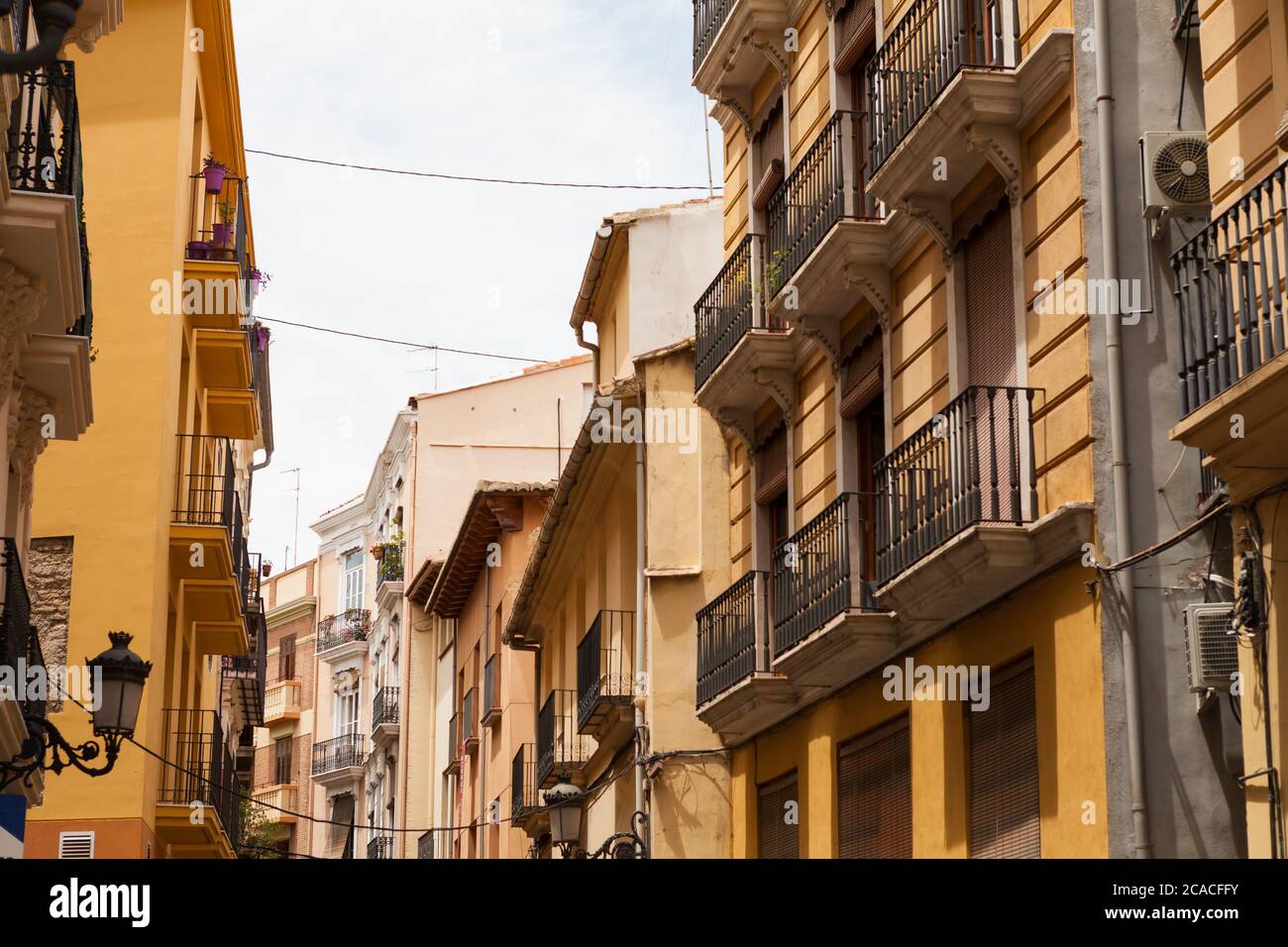 Strade della città vecchia di Valencia, Spagna. Foto Stock