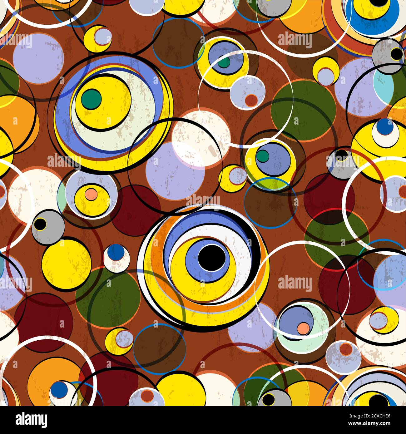 motivo di sfondo senza cuciture, con cerchi, tratti e schizzi Illustrazione Vettoriale