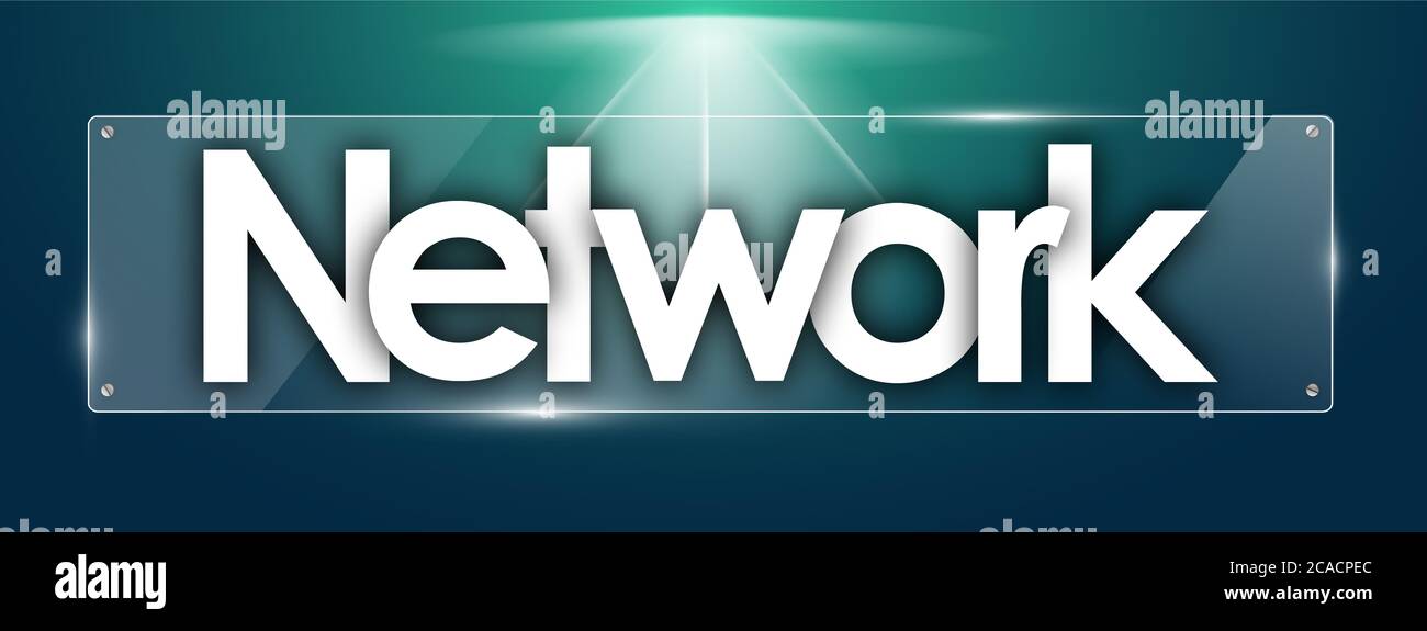 parola di rete in forme di vetro trasparente Foto Stock