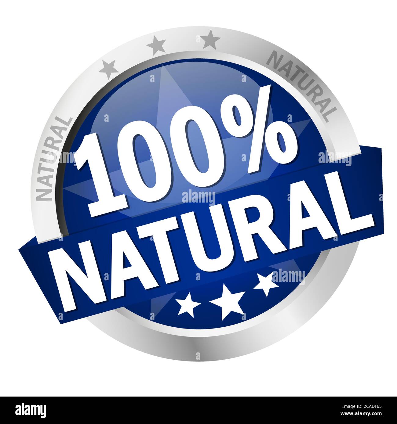 EPS 10 vettore con round pulsante colorato con banner e testo 100% naturale Illustrazione Vettoriale