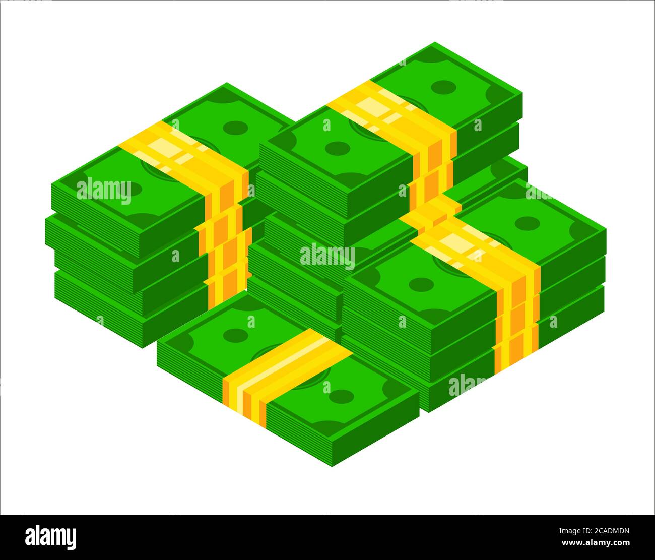 Pila 3D di contanti. Icona della banconota isometrica in dollari. Illustrazione vettoriale del pacchetto di dollari impilato Illustrazione Vettoriale