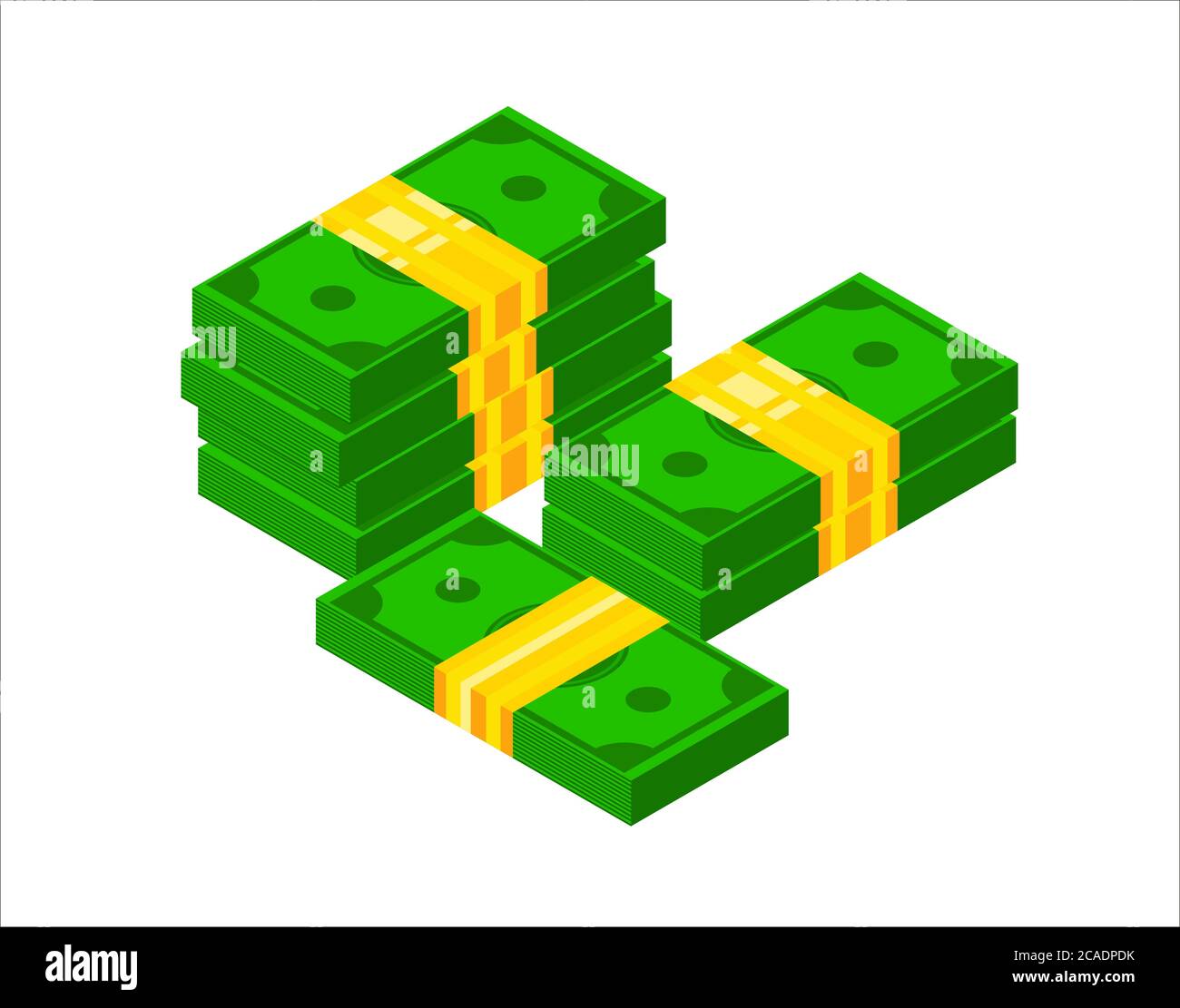 Pila di contanti. Icona della banconota isometrica in dollari. Illustrazione vettoriale pacchetto dollari impilato 3D Illustrazione Vettoriale