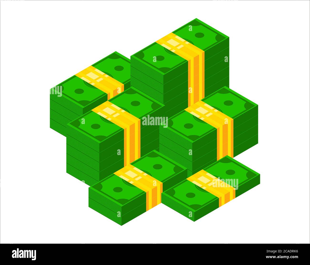 Pila di contanti. Icona della banconota isometrica in dollari. Illustrazione vettoriale del pacchetto di 3 d dollari impilato Illustrazione Vettoriale