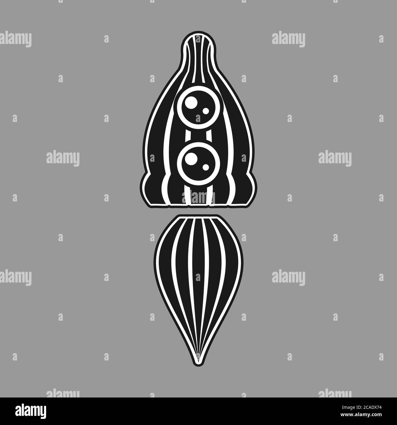 il logo è un'astrazione delle strisce di fiamma del razzo su sfondo grigio isolato. Immagine vettoriale Illustrazione Vettoriale