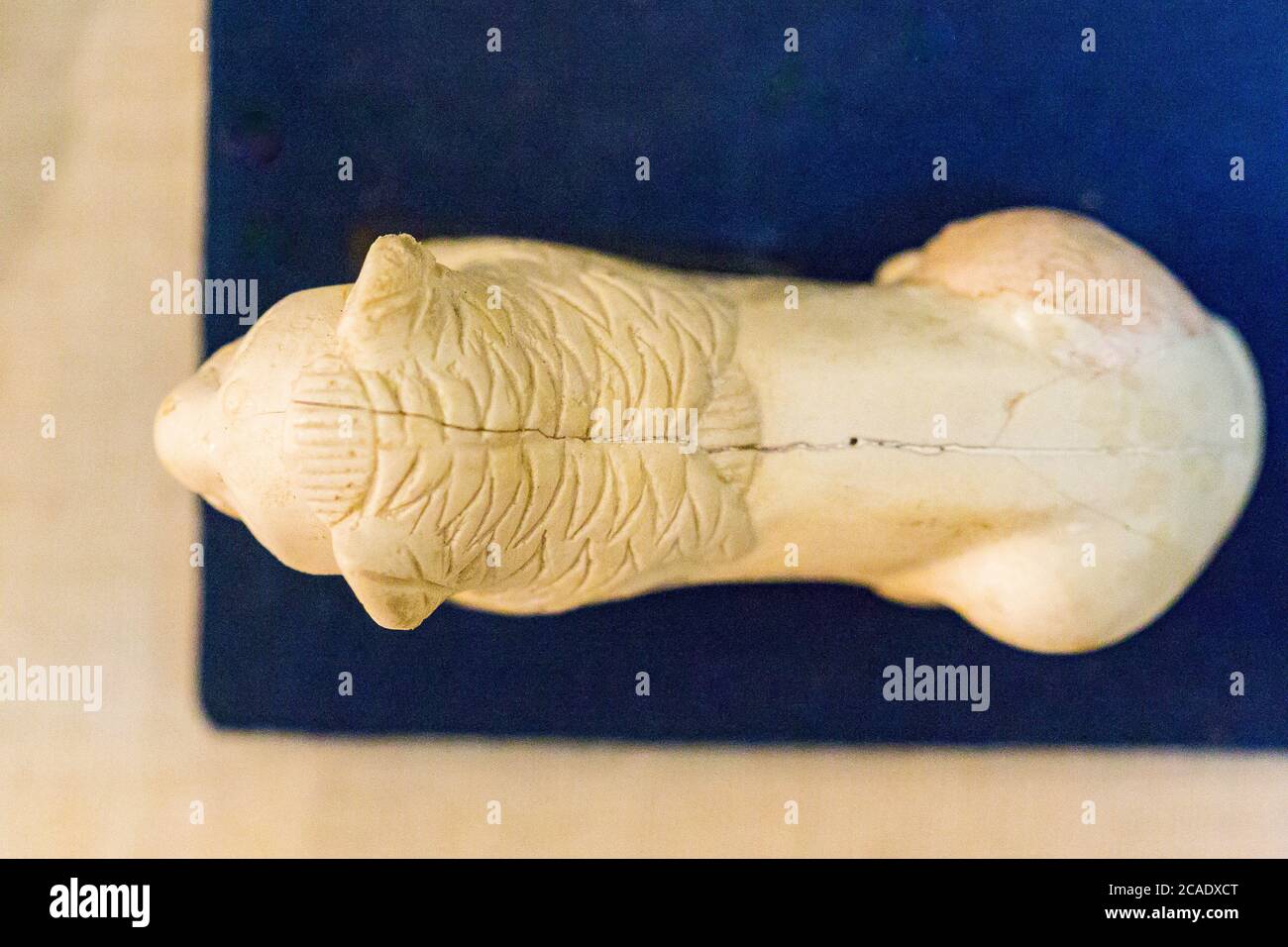 L'Egitto, al Cairo, Museo Egizio pedine in forma di Lion (o) Leonessa, avorio, da Abusir el Meleq. Foto Stock