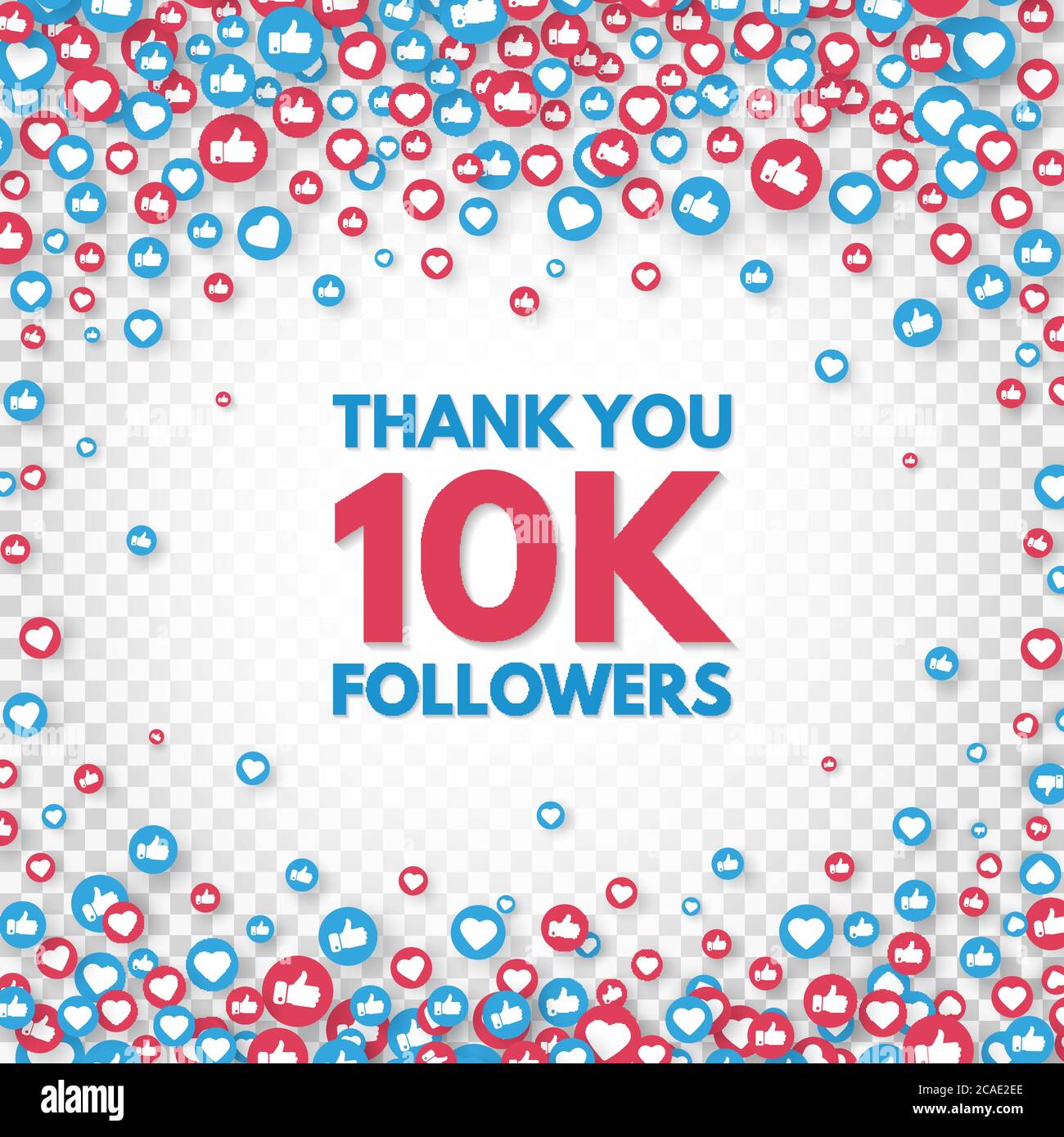 Grazie 10k seguaci background. Concetto di social media. 10000 seguaci banner di celebrazione. Come e pollici su. Poster dei risultati. Contronotifica Illustrazione Vettoriale